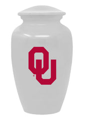 White Oklahoma Sooners Collegiate Football Cremation Urn
