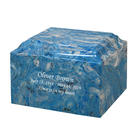 Sky Blue Cultured Marble Cremation Urn - Divinity Urns