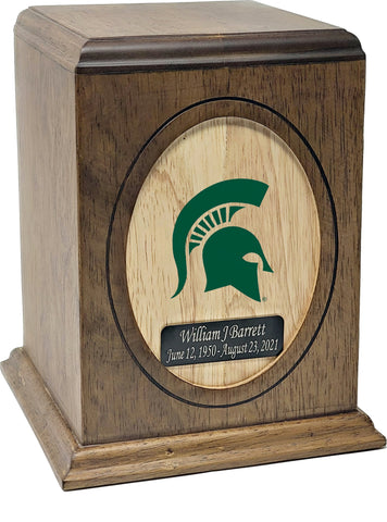 Michigan State Spartans Wooden Memorial College Cremation Urn