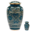 Image of Caribbean Cremation Urn in Blue - Adult Brass & Metal Urn for Ashes -  product_seo_description -  Urn For Human Ashes -  Divinity Urns.