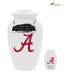 White Alabama Crimson Tide Collegiate Football Cremation Urn with Red  