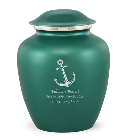 Grace Anchor Custom Engraved Adult Cremation Urn for Ashes in Green,  Grace Urns - Divinity Urns