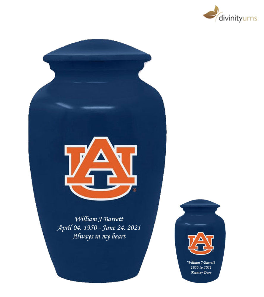 Auburn Tigers Collegiate Football Cremation Urn - Blue,  Sports Urn - Divinity Urns