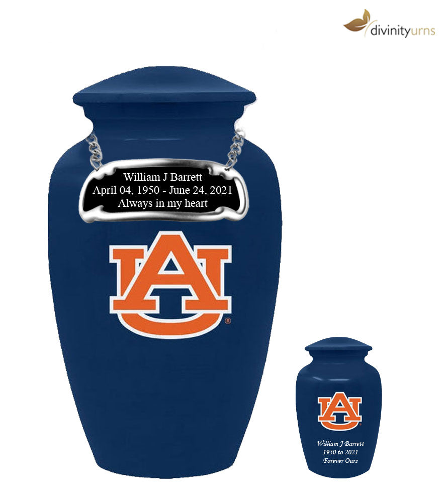 Auburn Tigers Collegiate Football Cremation Urn - Blue,  Sports Urn - Divinity Urns