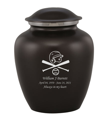 Grace Baseball Custom Engraved Adult Cremation Urn for Ashes in Black,  Grace Urns - Divinity Urns