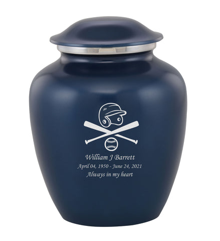 Grace Baseball Custom Engraved Adult Cremation Urn for Ashes in Blue,  Grace Urns - Divinity Urns