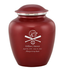 Grace Baseball Custom Engraved Adult Cremation Urn for Ashes in Red,  Grace Urns - Divinity Urns
