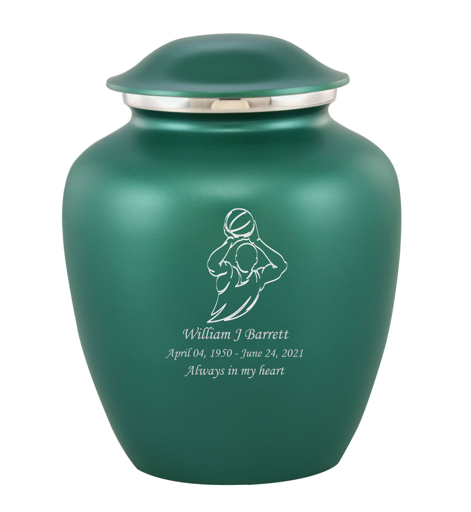 Grace Basketball Custom Engraved Adult Cremation Urn for Ashes in Green,  Grace Urns - Divinity Urns