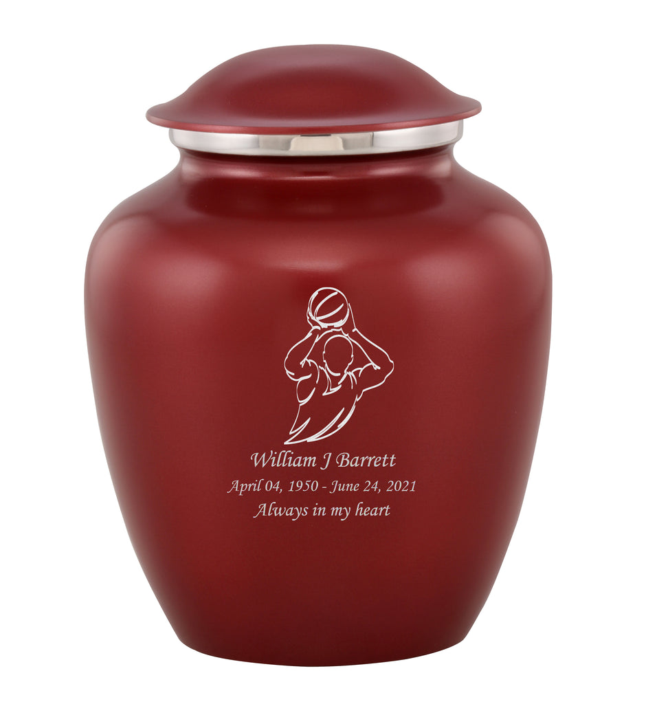 Grace Basketball Custom Engraved Adult Cremation Urn for Ashes in Red,  Grace Urns - Divinity Urns