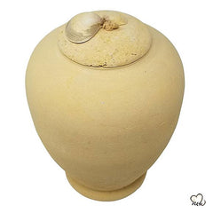 Beige Oyster Shell Biodegradable Sand Urn -  product_seo_description -  Biodegradable Urn -  Divinity Urns.