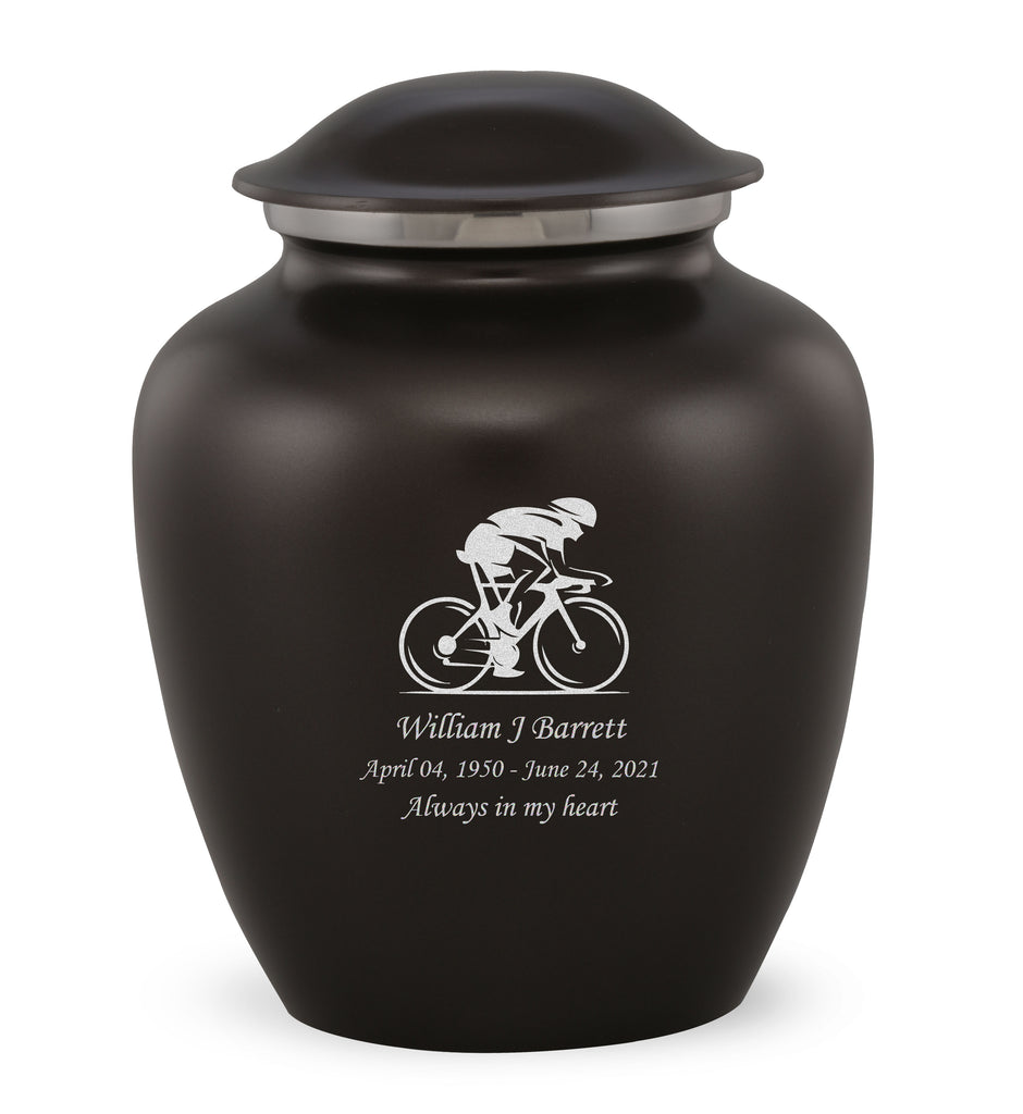 Grace Bicyclist Custom Engraved Adult Cremation Urn for Ashes in Black,  Grace Urns - Divinity Urns