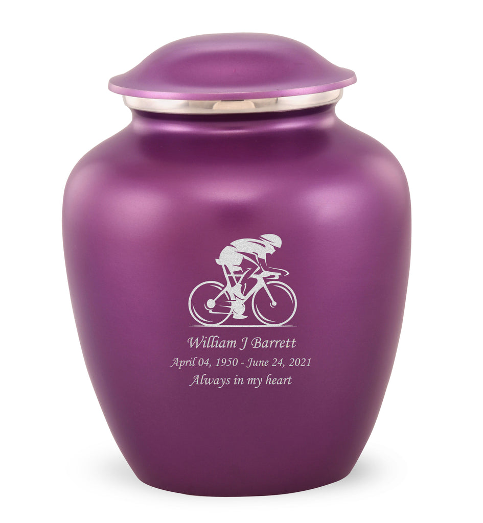 Grace Bicyclist Custom Engraved Adult Cremation Urn for Ashes in Purple,  Grace Urns - Divinity Urns