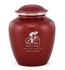 Grace Bicyclist Custom Engraved Adult Cremation Urn for Ashes in Red,  Grace Urns - Divinity Urns
