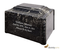 Black Pearl Pillared Cultured Marble Adult Cremation Urn,  Cultured Marble Urn - Divinity Urns