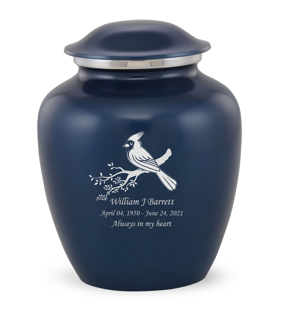 Grace Cardinal Custom Engraved Adult Cremation Urn for Ashes in Blue,  Grace Urns - Divinity Urns