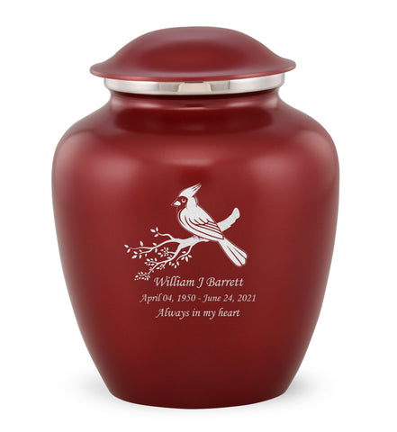 Grace Cardinal Custom Engraved Adult Cremation Urn for Ashes in Red,  Grace Urns - Divinity Urns