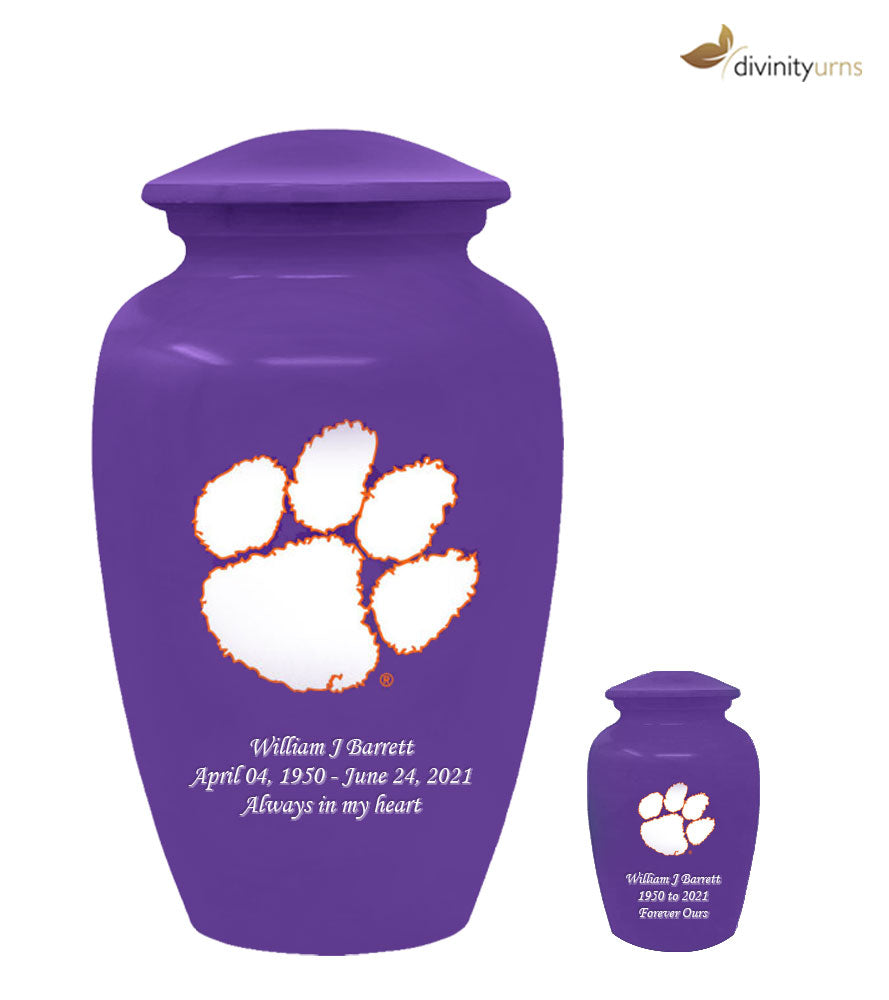Clemson University Tigers Purple Memorial Cremation Urn,  Sports Urn - Divinity Urns