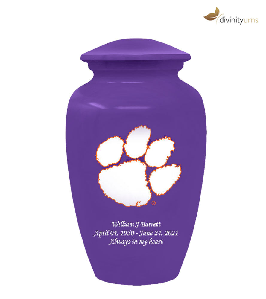 Clemson University Tigers Purple Memorial Cremation Urn,  Sports Urn - Divinity Urns