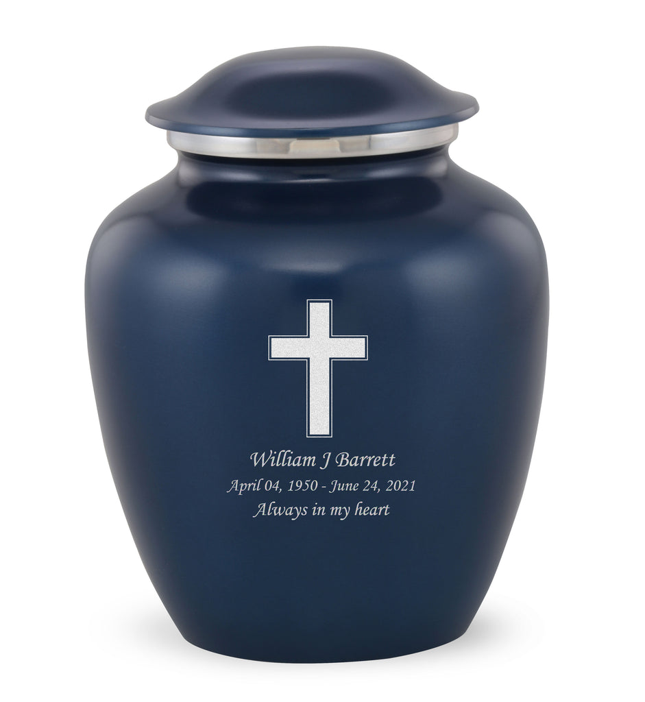 Grace Cross Custom Engraved Adult Cremation Urn for Ashes in Blue,  Grace Urns - Divinity Urns