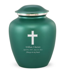 Grace Cross Custom Engraved Adult Cremation Urn for Ashes in Green,  Grace Urns - Divinity Urns