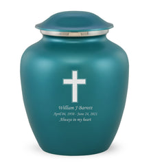 Grace Cross Custom Engraved Adult Cremation Urn for Ashes in Teal,  Grace Urns - Divinity Urns