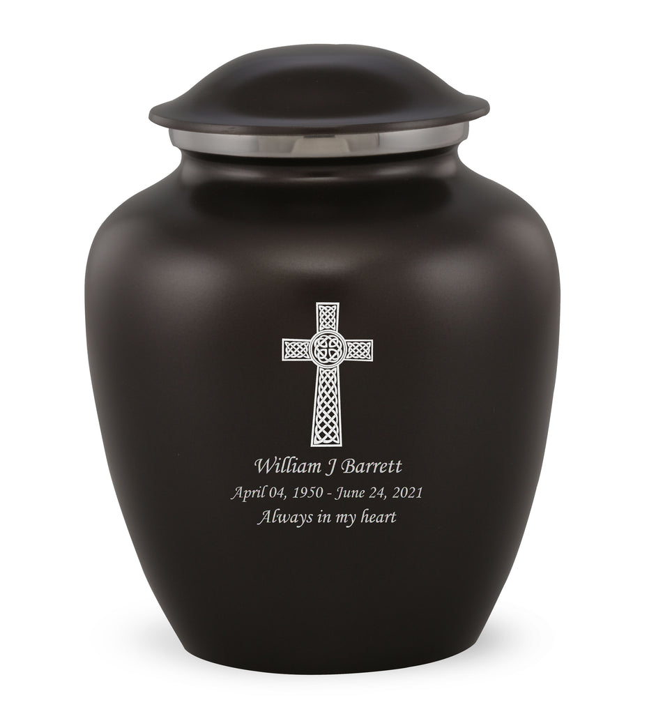 Grace Celtic Cross Custom Engraved Adult Cremation Urn for Ashes in Black,  Grace Urns - Divinity Urns