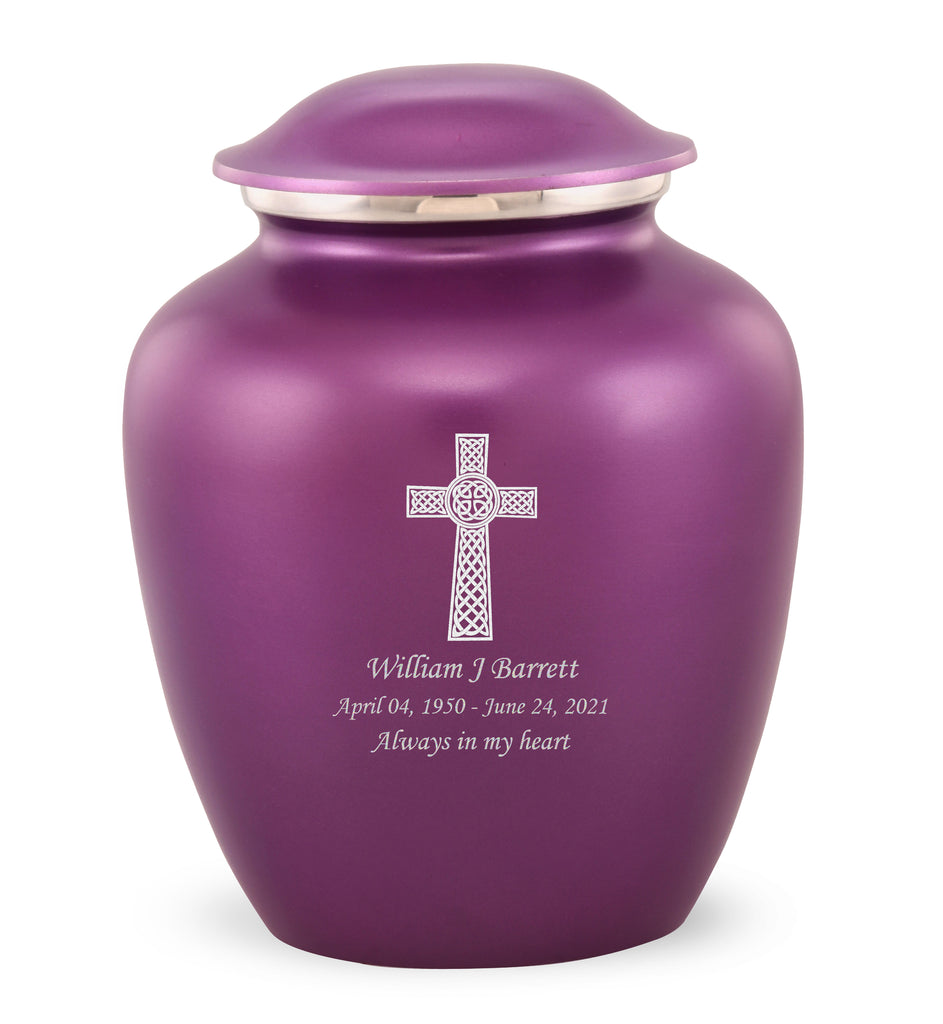Grace Celtic Cross Custom Engraved Adult Cremation Urn for Ashes in Purple,  Grace Urns - Divinity Urns