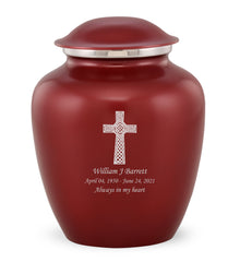 Grace Celtic Cross Custom Engraved Adult Cremation Urn for Ashes in Red,  Grace Urns - Divinity Urns