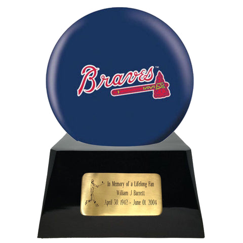 Baseball Cremation Urn with Optional Atlanta Braves Ball Decor and Custom Metal Plaque -  product_seo_description -  Baseball -  Divinity Urns.
