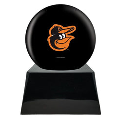 Baseball Cremation Urn with Optional Baltimore Orioles Ball Decor and Custom Metal Plaque