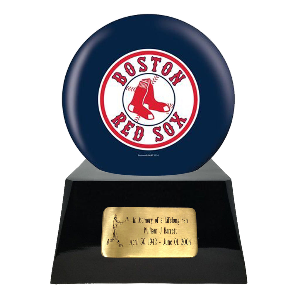 Baseball Cremation Urn with Optional Boston Red Sox Ball Decor and Custom Metal Plaque -  product_seo_description -  Baseball -  Divinity Urns.