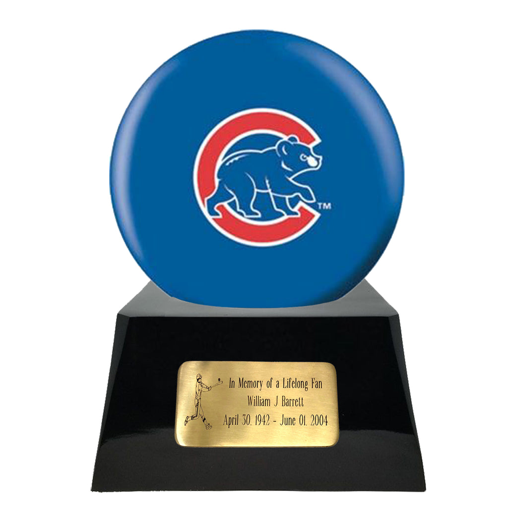 Baseball Cremation Urn with Optional Chicago Cubs Ball Decor and Custom Metal Plaque -  product_seo_description -  Baseball -  Divinity Urns.