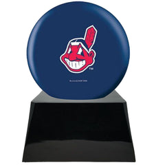 Baseball Cremation Urn with Optional Cleveland Indians Ball Decor and Custom Metal Plaque