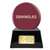 Image of Football Cremation Urn with Optional Florida State University Seminoles Ball Decor and Custom Metal Plaque -  product_seo_description -  Football Team Urns -  Divinity Urns.