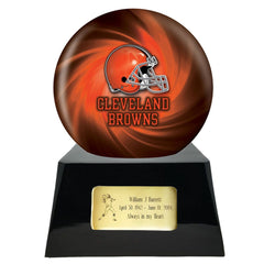 Football Cremation Urn with Optional Cleveland Browns Ball Decor and Custom Metal Plaque -  product_seo_description -  Sports Urn -  Divinity Urns.