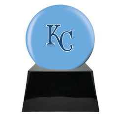 Baseball Cremation Urn with Optional Kansas City Royals Ball Decor and Custom Metal Plaque
