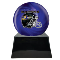 Football Cremation Urn with Optional Baltimore Ravens Ball Decor and Custom Metal Plaque