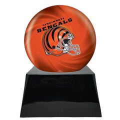 Football Cremation Urn with Optional Cincinnati Bengals Ball Decor and Custom Metal Plaque