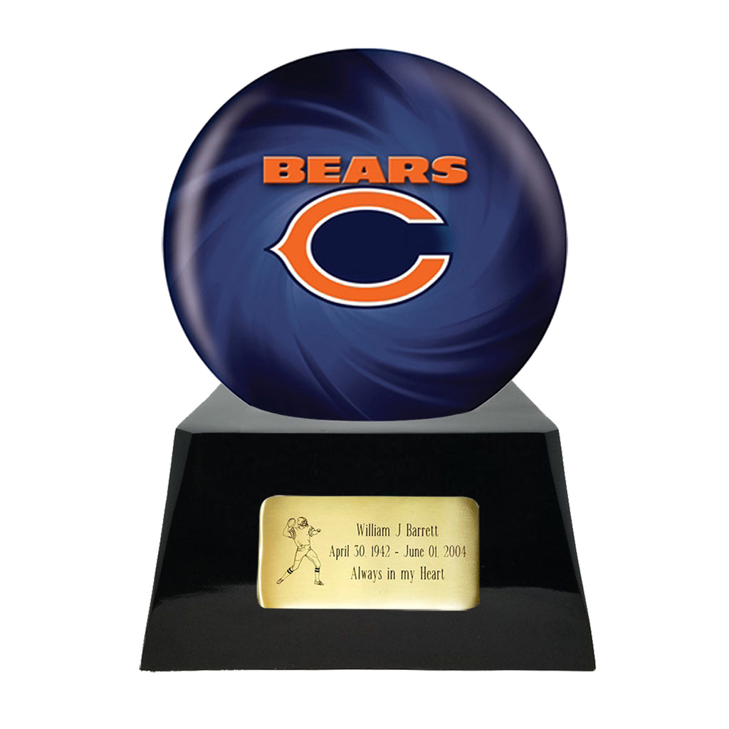 Football Cremation Urn with Optional Chicago Bears Ball Decor and Custom Metal Plaque -  product_seo_description -  Sports Urn -  Divinity Urns.