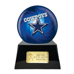 Football Cremation Urn with Optional Dallas Cowboys Ball Decor and Custom Metal Plaque -  product_seo_description -  Sports Urn -  Divinity Urns.