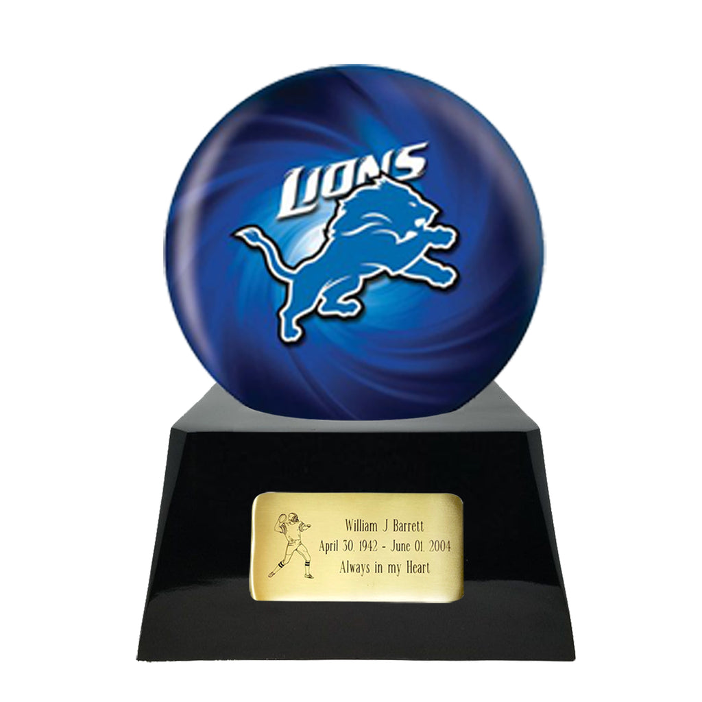 Football Cremation Urn with Optional Detroit Lions Ball Decor and Custom Metal Plaque -  product_seo_description -  Sports Urn -  Divinity Urns.