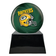Football Cremation Urn with Optional Green Bay Packers Ball Decor and Custom Metal Plaque