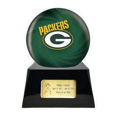 Football Cremation Urn with Optional Greenbay Packers Ball Decor and Custom Metal Plaque -  product_seo_description -  Sports Urn -  Divinity Urns.