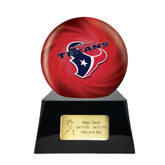 Football Cremation Urn with Optional Houston Texans Ball Decor and Custom Metal Plaque -  product_seo_description -  Sports Urn -  Divinity Urns.