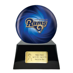 Football Cremation Urn with Optional Los Angeles Rams Ball Decor and Custom Metal Plaque -  product_seo_description -  Sports Urn -  Divinity Urns.