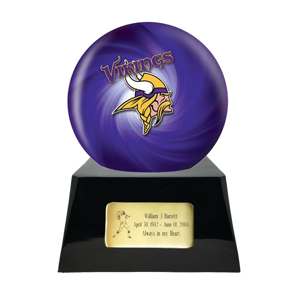 Football Cremation Urn with Optional Minnesota Vikings Ball Decor and Custom Metal Plaque -  product_seo_description -  Sports Urn -  Divinity Urns.