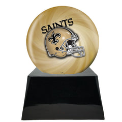 Football Cremation Urn with Optional New Orleans Saints Ball Decor and Custom Metal Plaque
