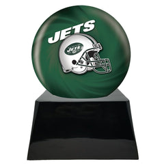 Football Cremation Urn with Optional New York Jets Ball Decor and Custom Metal Plaque