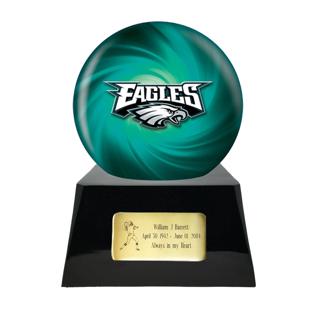 Football Cremation Urn with Optional Philadelphia Eagles Ball Decor and Custom Metal Plaque -  product_seo_description -  Sports Urn -  Divinity Urns.