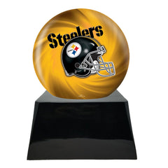 Football Cremation Urn with Optional Pittsburgh Steelers Ball Decor and Custom Metal Plaque